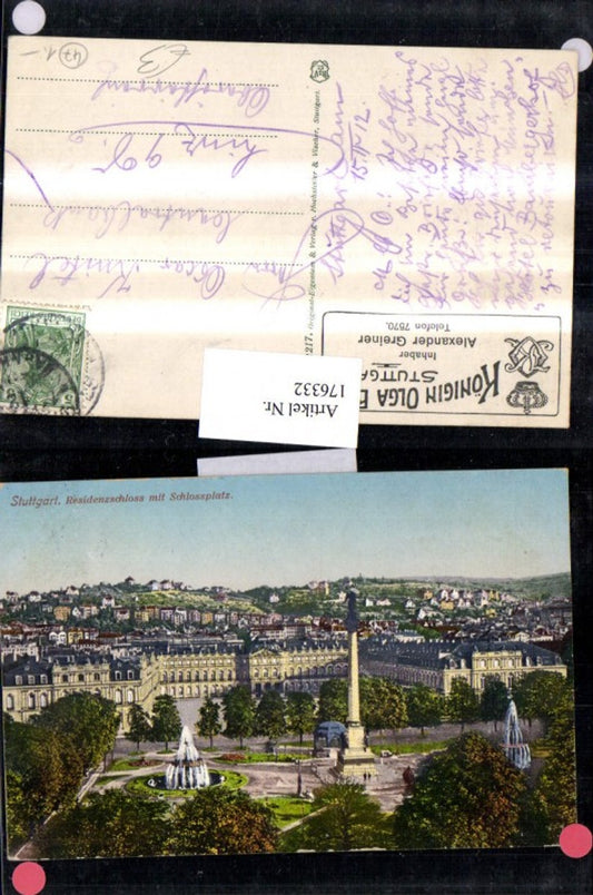 176332, Stuttgart Partial view of the Residenzschloss with Schlossplatz
