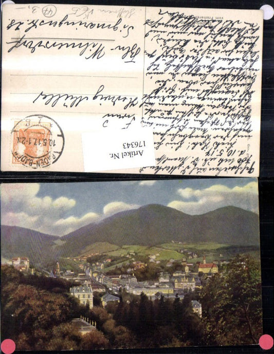 176343, Artist AK signed Hoffmann Baden-Baden Partial view seen from Fremersberg pub Edm. v. König