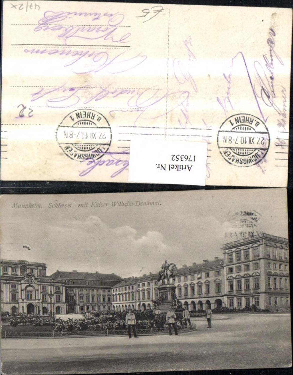 176352,Mannheim Schloss m. Kaiser Wilhelm-Denkmal Denkmal
