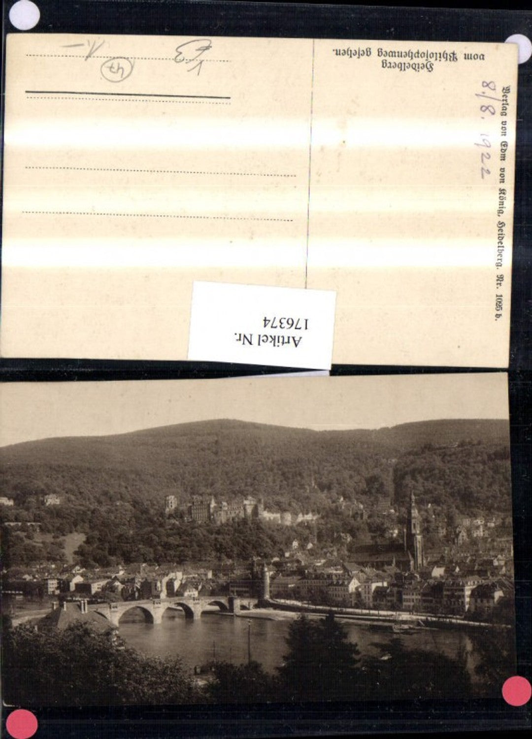 176374,Heidelberg Teilansicht v. Philosophenweg gesehen pub Edm. v. König