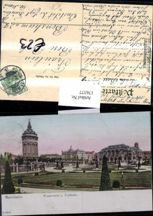 176377, Mannheim Water Tower and Festival Hall, Town View