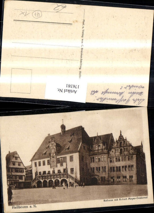 176381, Heilbronn a. N. Town Hall with Robert Mayer Monument