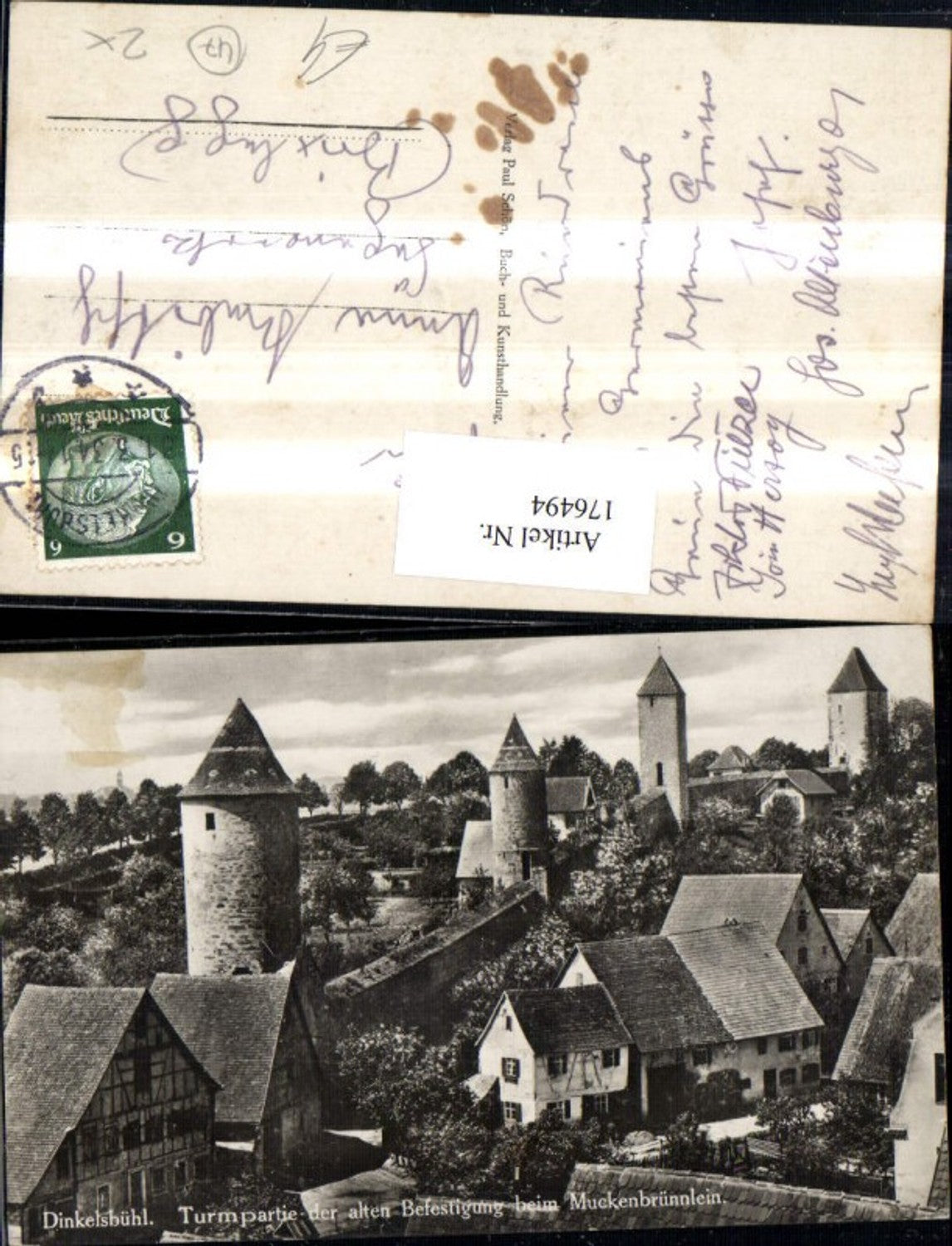 176494,Dinkelsbühl Turmpartie d. Alten Befestigung b. Muckenbrünnlein Ortsansicht