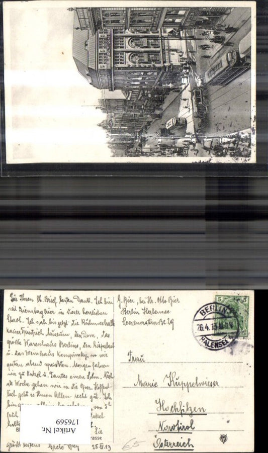 176569,Berlin Leipziger Ecke Friedrichstrasse Strassenbahn Kutsche 1913