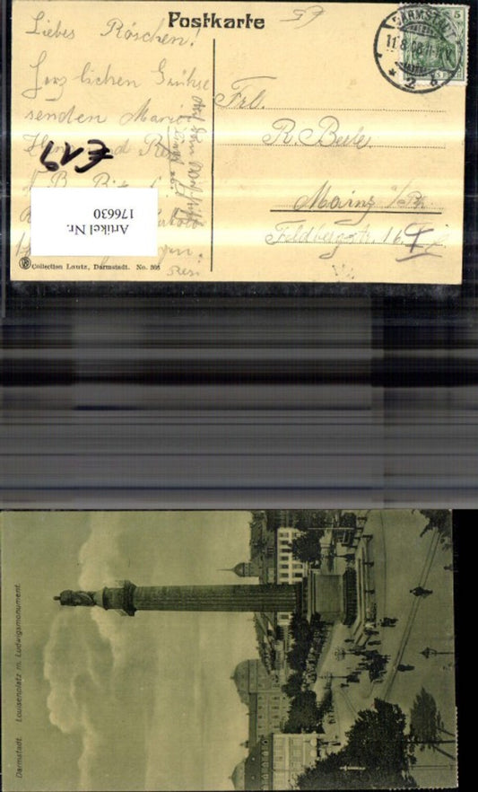 176630,Darmstadt Louisenplatz m. Ludwigsmonument Denkmal Säule