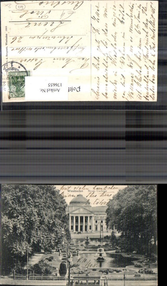 176655,Wiesbaden Neues Kurhaus Brunnen 1908