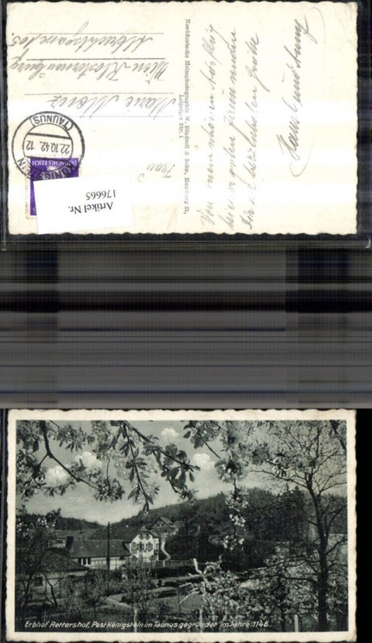 176665,Erbhof Rettershof Post Königstein i. Taunus gegründet i. Jahr 1146