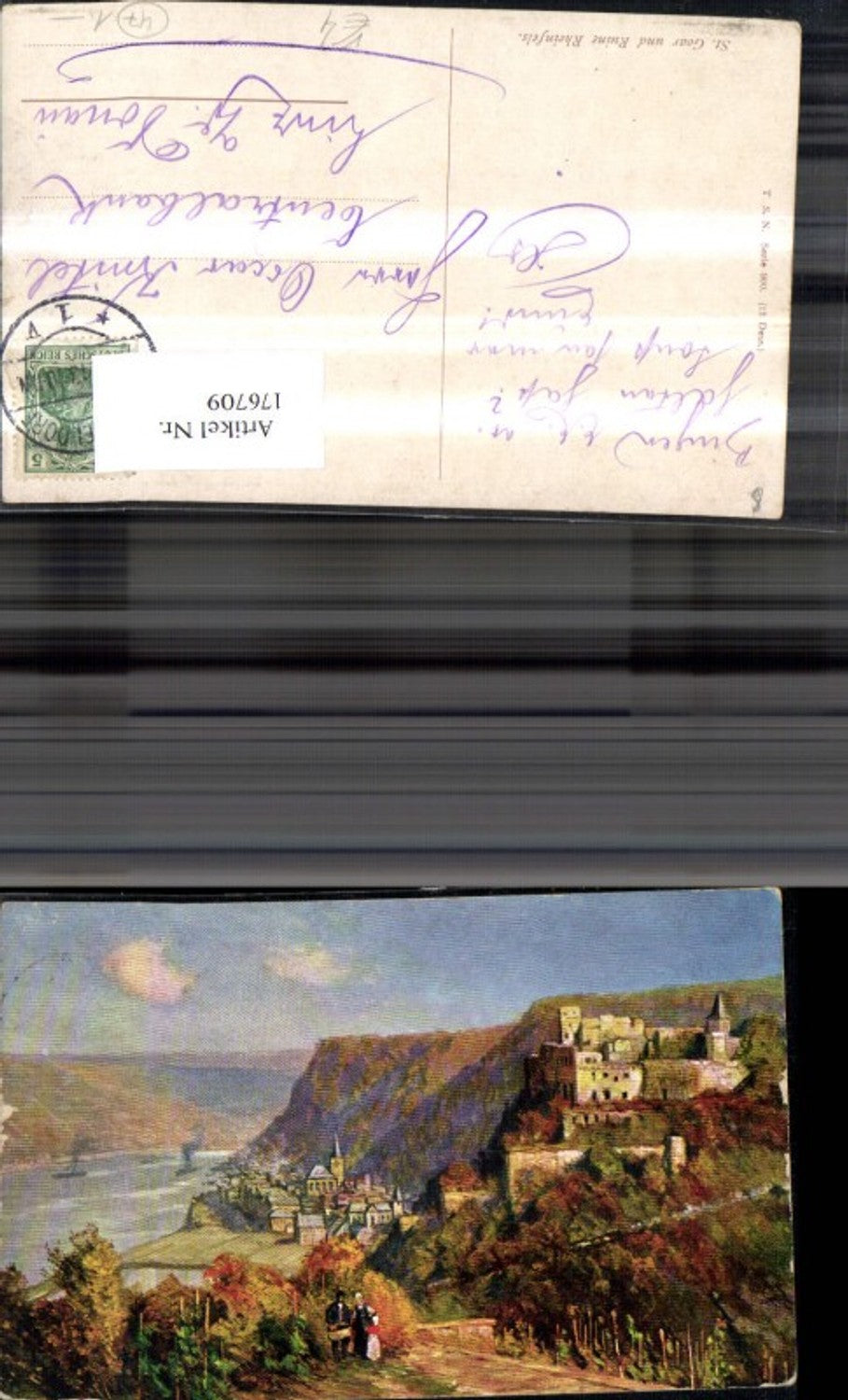 176709,St Goar m. Ruine Rheinfels Künstler Ak pub Theo Stroever