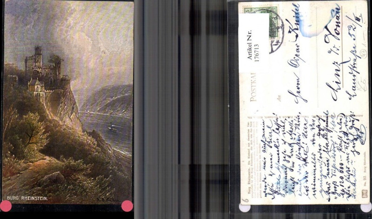 176713,Burg Rheinstein Trechtingshausen Künstler Ak sign N. Astudin