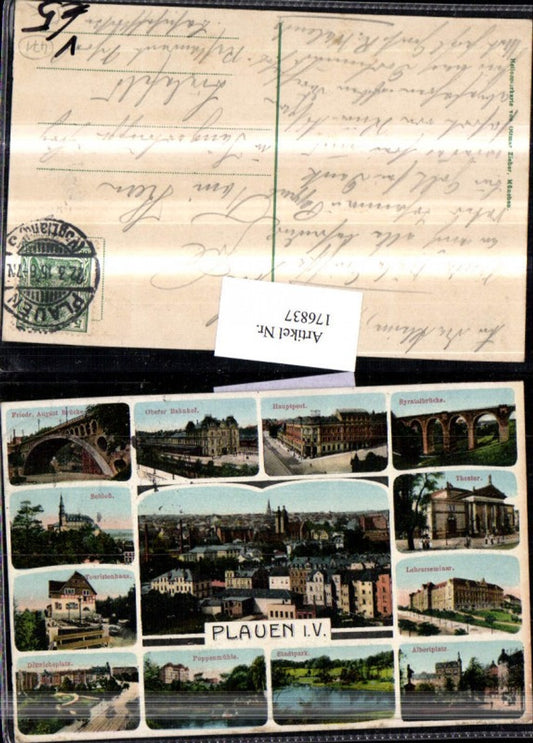 176837,Plauen i. V. Totale Schloss Theater Bahnhof Stadtpark Albertplatz Poppenmühle  Mehrbildkarte pub Ottmar Zieher