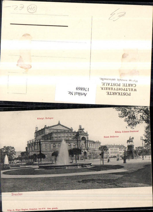 176869,Dresden Königl. Hofoper Hotel Bellevue König Johann-Denkmal Denkmal
