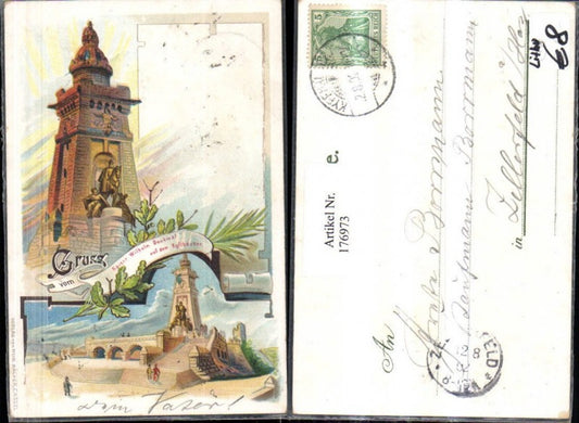 176973,Litho AK Gruß vom Kaiser Wilhelm Denkmal a. d. Kyffhäuser
