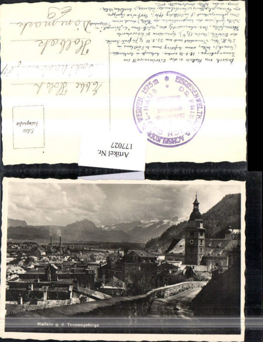 177027,Hallein Teilansicht geg. Tennengebirge Kirche