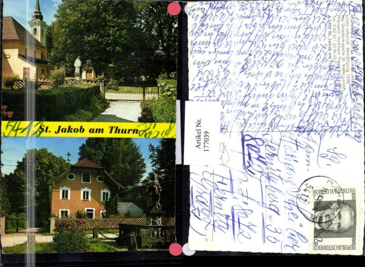 177039,St. Jakob am Thurn Pfarrkirche Kirche z. hl. Apostel Jakobus m. Gnadenkapelle Haus m. Denkmal Mehrbildkarte