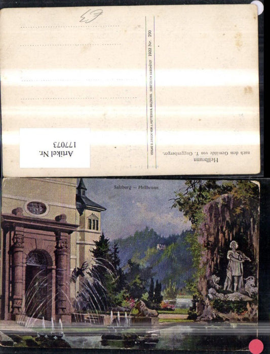 177073, Salzburg Hellbrunn Artist Ak signed T. Guggenberger