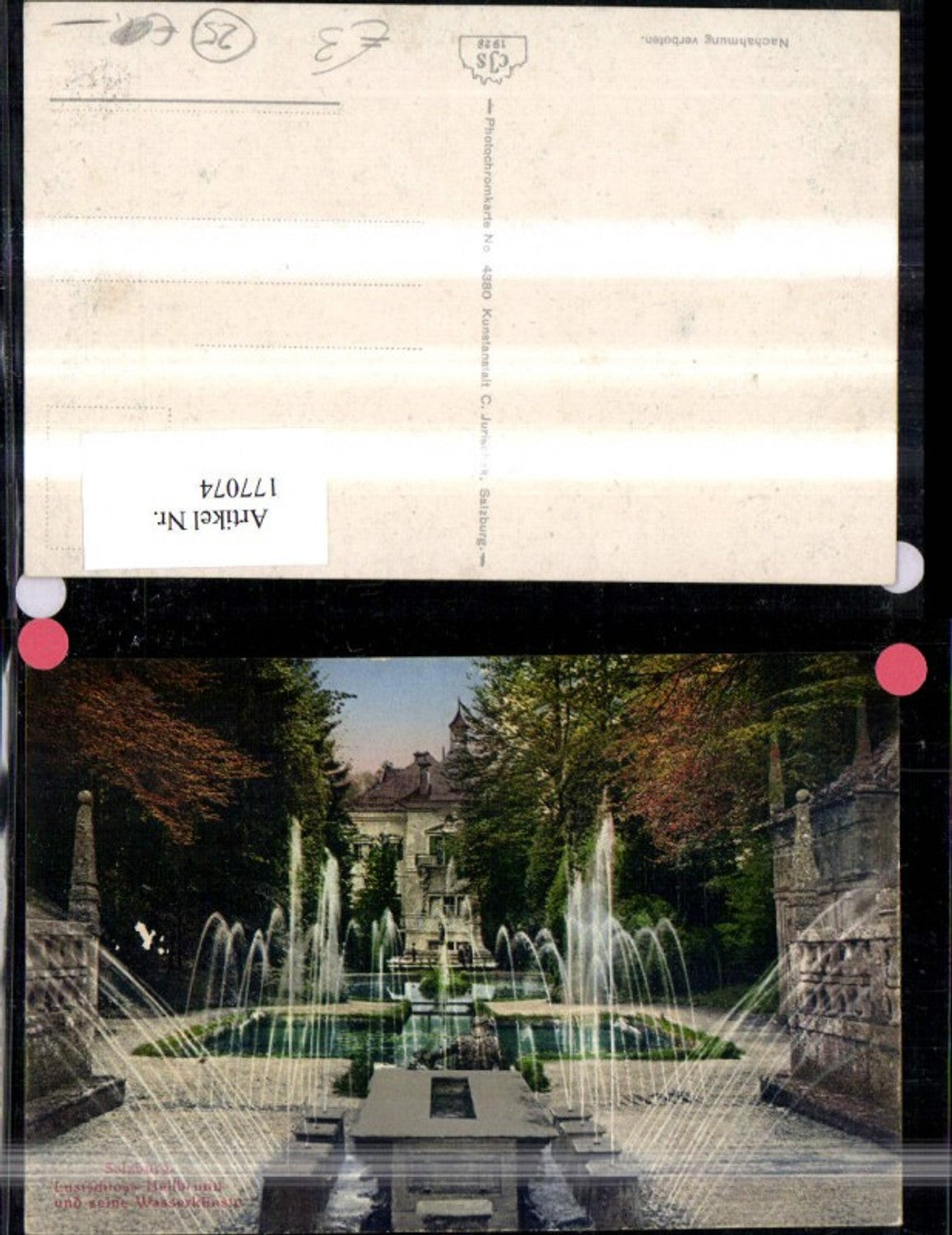 177074,Salzburg Lustschloss Hellbrunn u. Seine Wasserspiele Springbrunnen Brunnen
