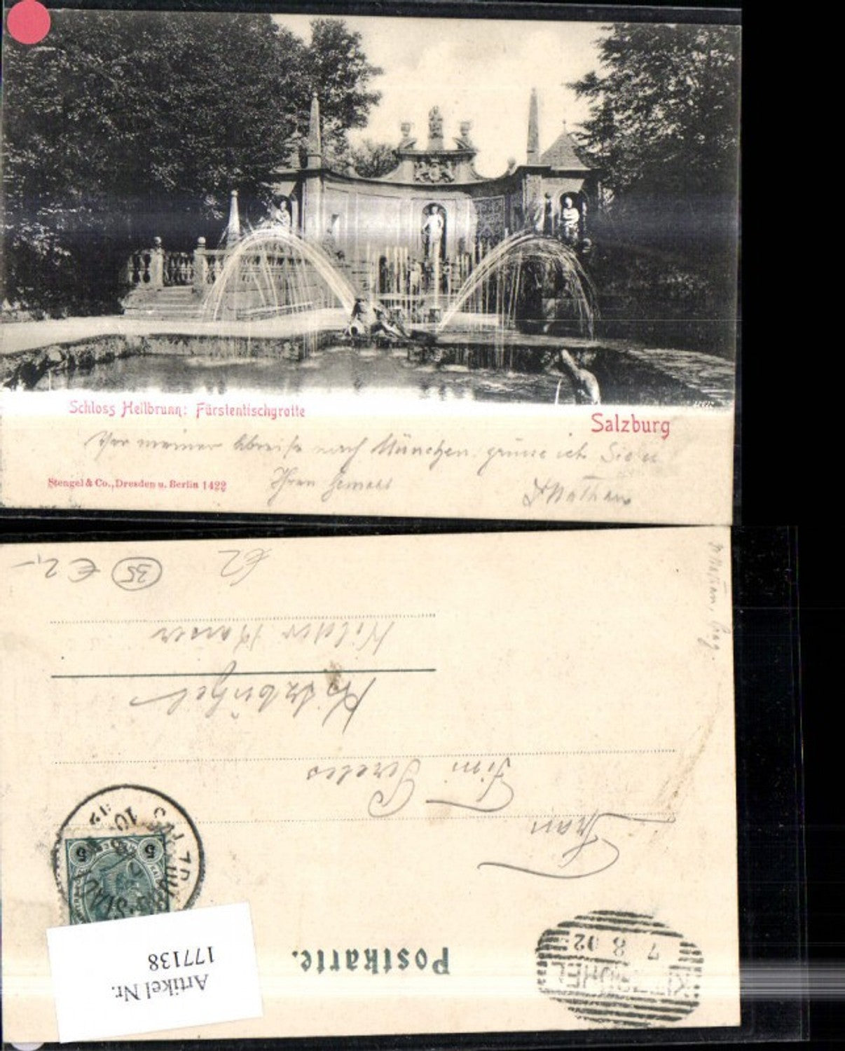 177138,Salzburg Schloss Hellbrunn Fürstentischgrotte Springbrunnen Wasserspiele Brunnen