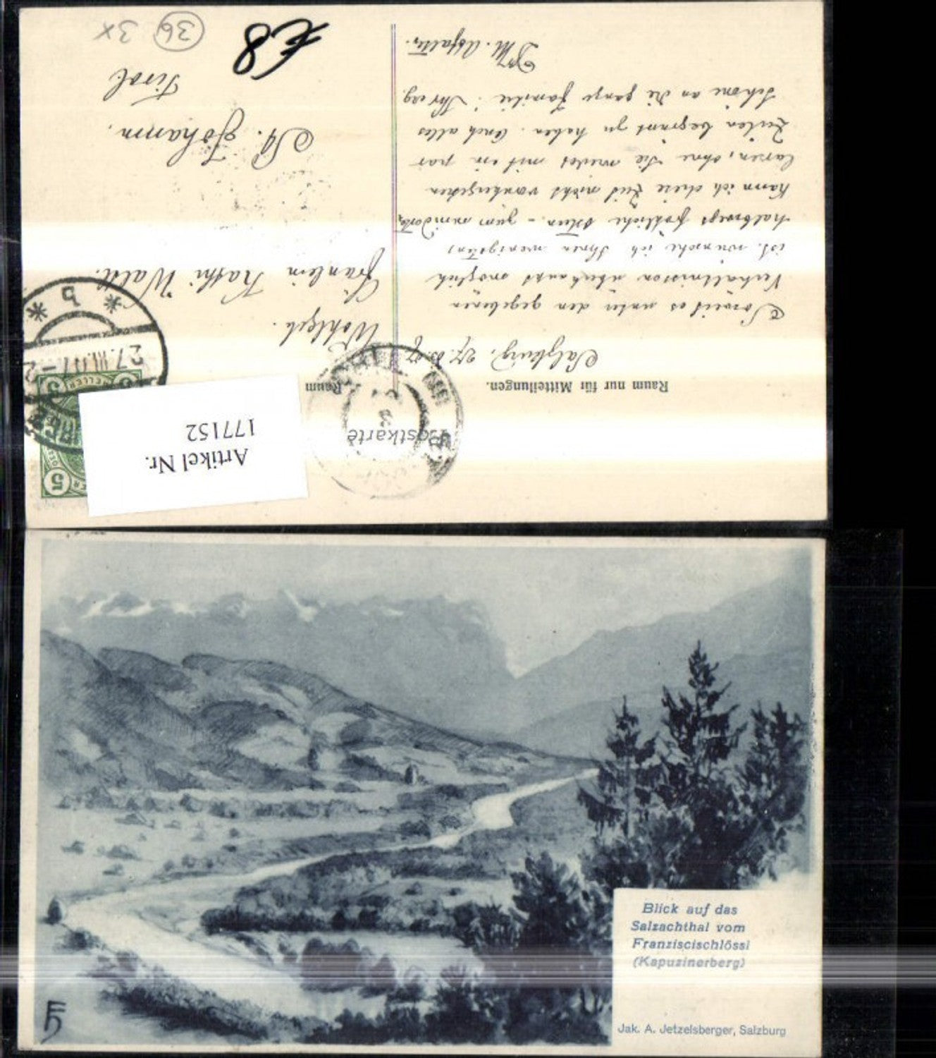 177152,Salzburg Blick a. d. Salzachtal v. Franziscischlössl Kapzuinerberg Künstler Ak sign Jak. A. Jetzelsberger