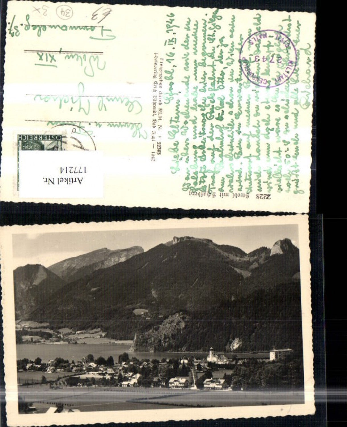 177214,Strobl m. Schafberg Totale 1946