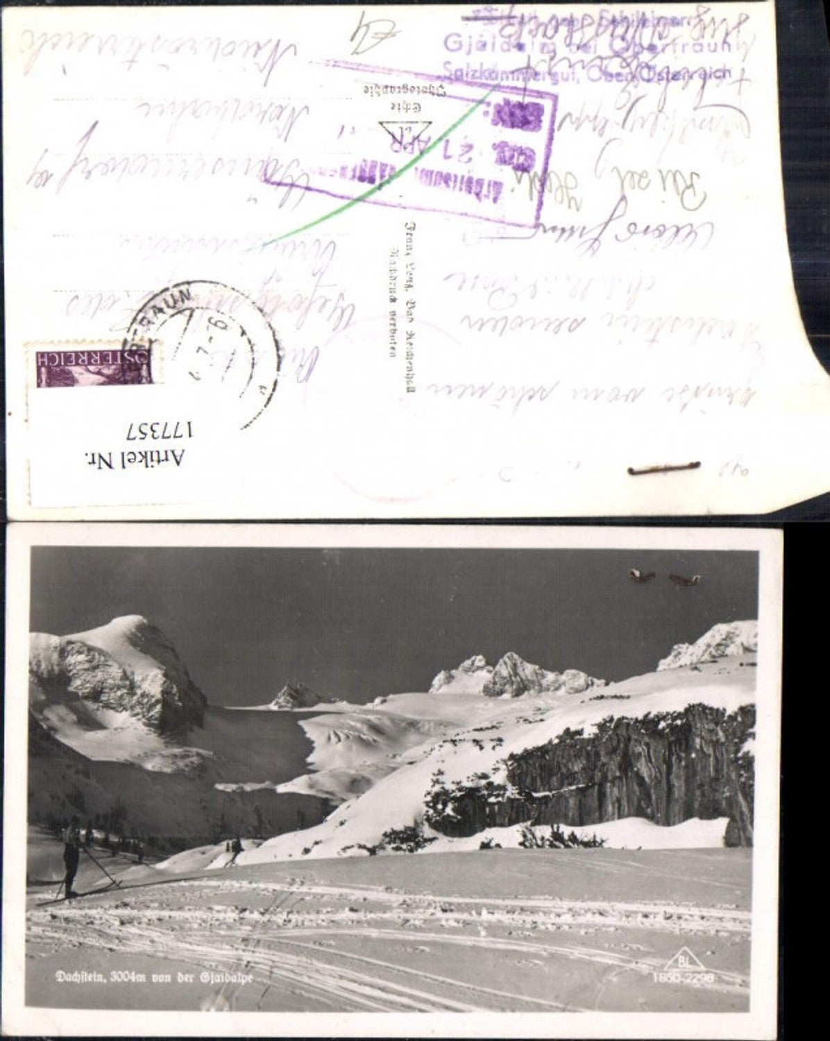 177357,Dachstein v. d. Gjaidalpe Obertraun Winteransicht Skifahrer