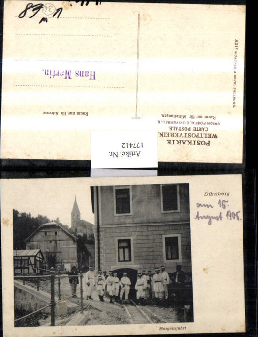 177412,Foto AK Dürnberg b. Hallein Bergeinfahrt Grupenbild