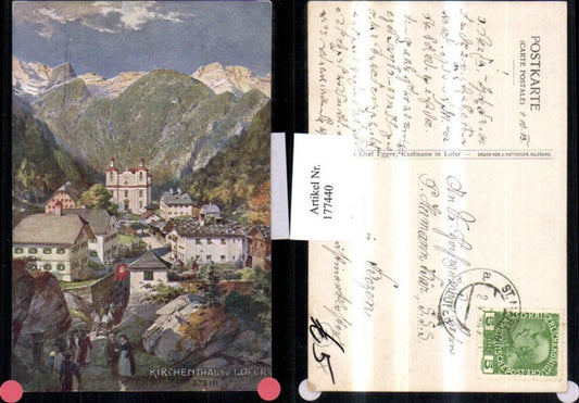 177440,Künstler AK Kirchenthal b. Lofer Totale