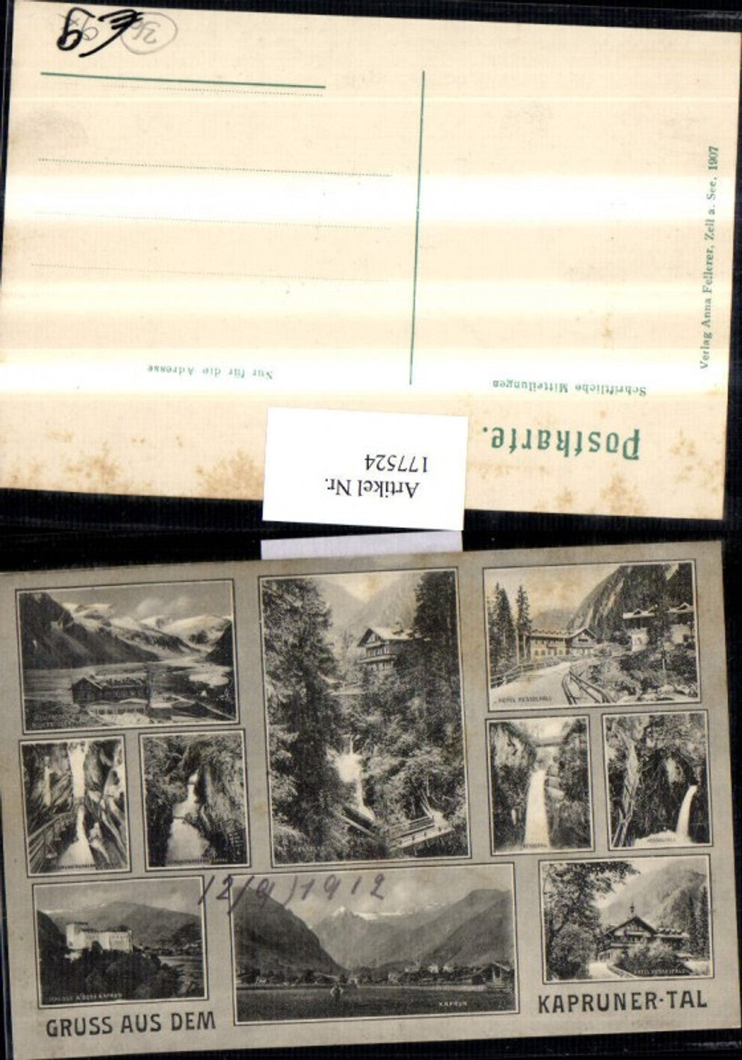 177524,Gruß aus d. Kapruner Tal Kaprun Kesselfall Hotel Schloss Moserboden Hütte Mehrbildkarte