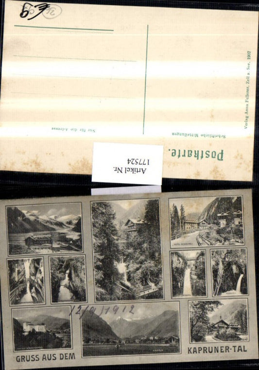 177524,Gruß aus d. Kapruner Tal Kaprun Kesselfall Hotel Schloss Moserboden Hütte Mehrbildkarte