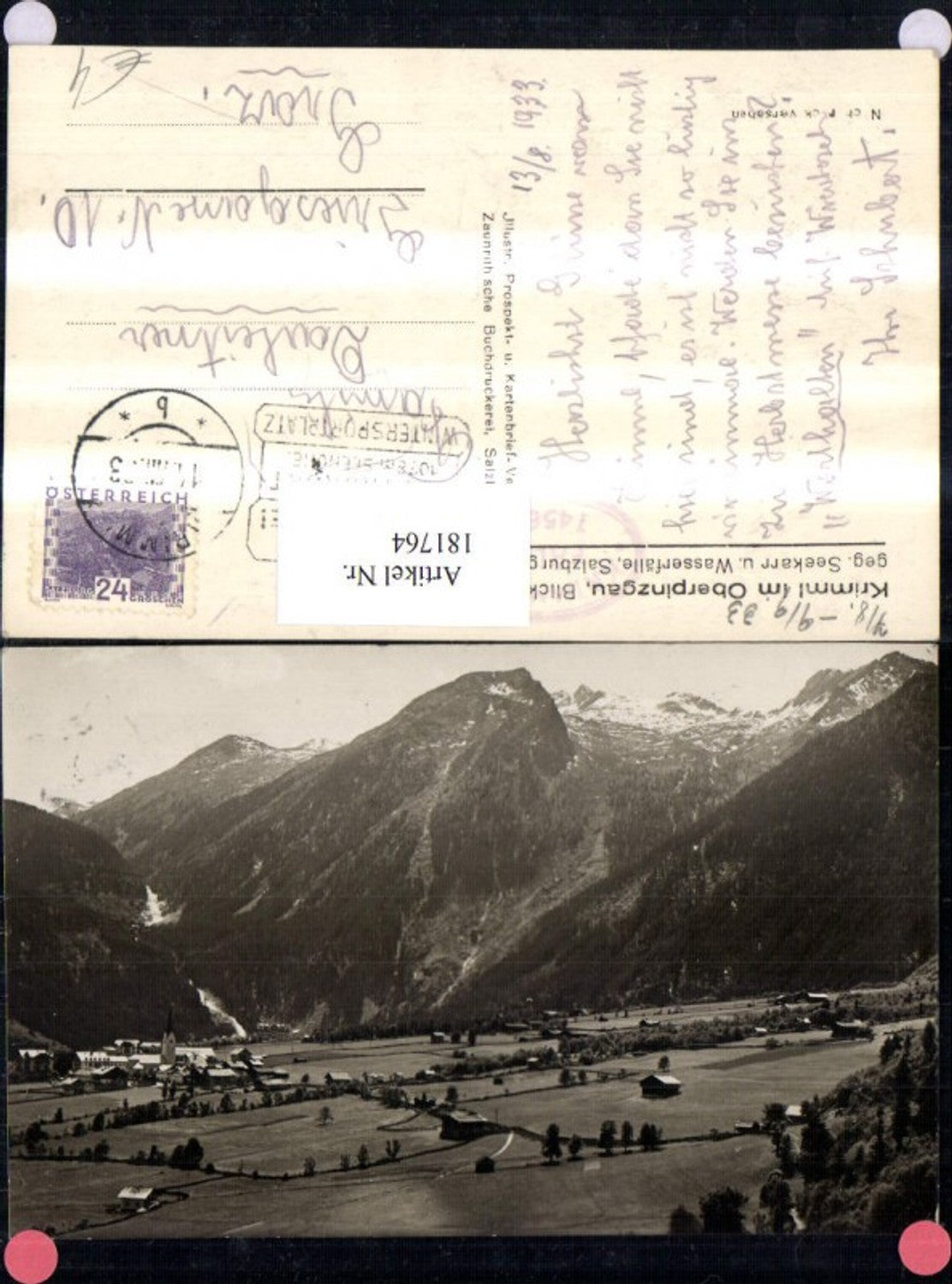 181764,Krimml im Oberpinzgau Totale Blick geg. Seekarr u. Wasserflälle
