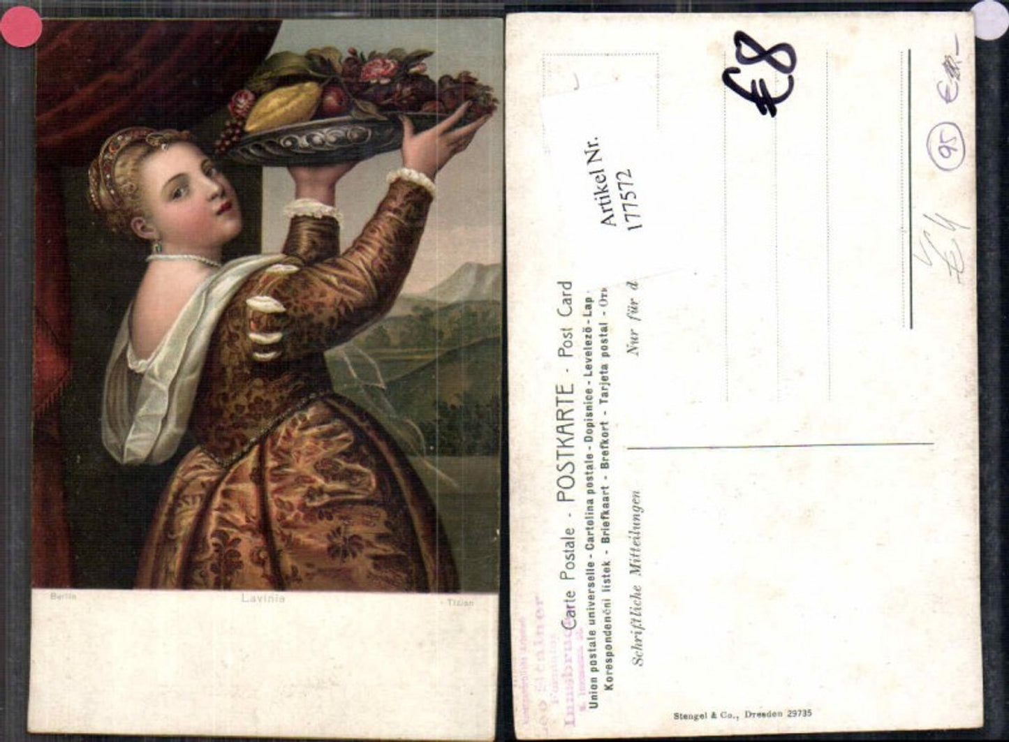 177572,Künstler AK Stengel & Co. 29735 Frau Früchte