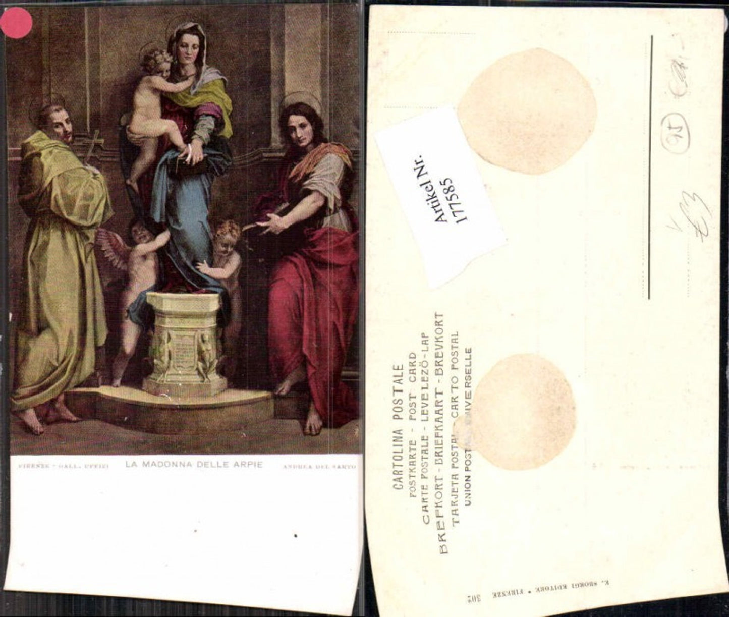 177585,Künstler AK Stengel & Co. Sborgi 302 La Madonna delle Arpie