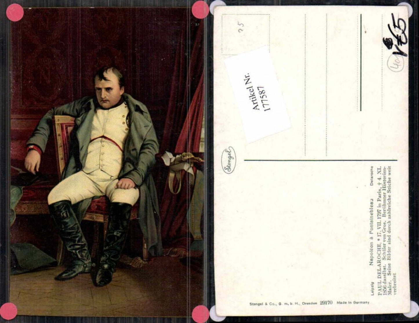 177587,Künstler AK Stengel & Co. Paul Delaroche Napoleon Fontainebleau