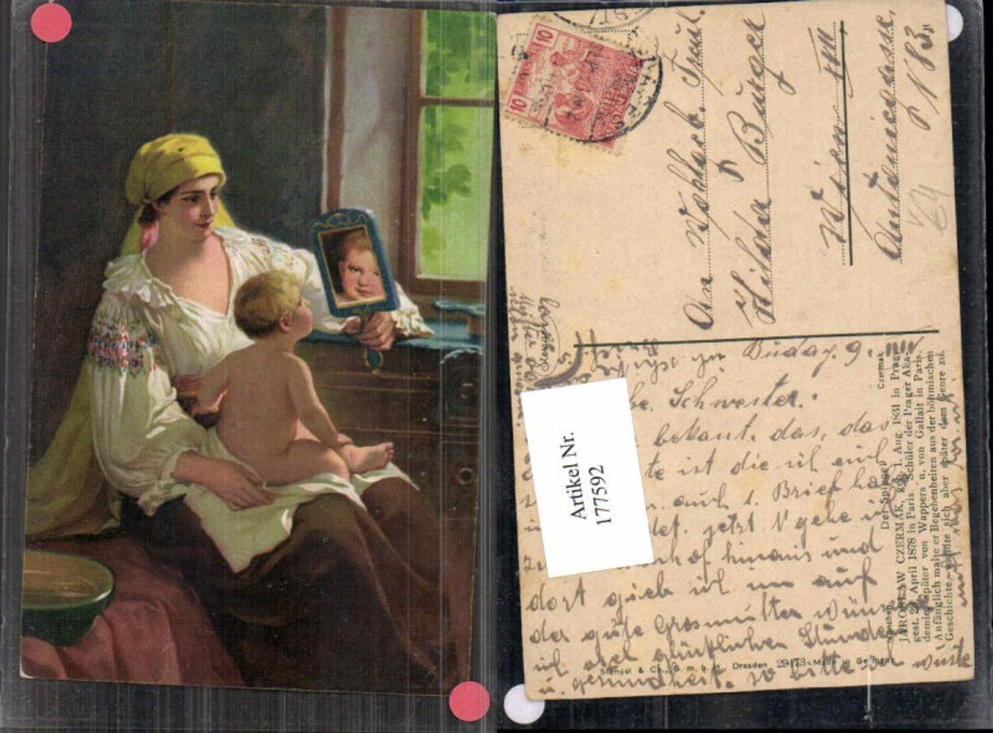 177592,Künstler AK Stengel & Co. 29473 Czermak Der Spiegel