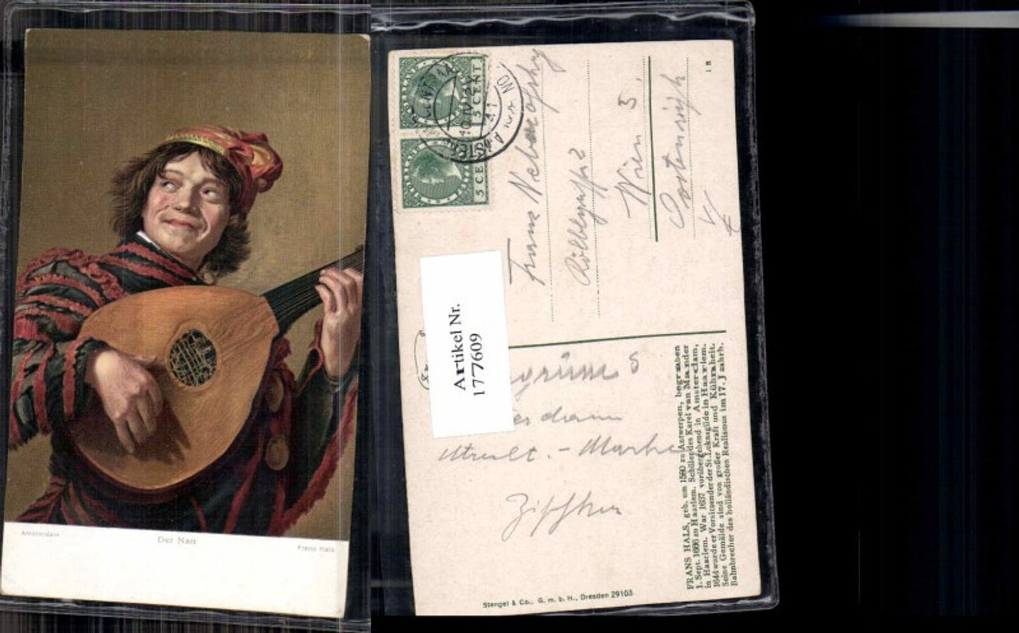 177609,Künstler AK Stengel & Co. 29103 Frans Hals Der Narr Mandoline