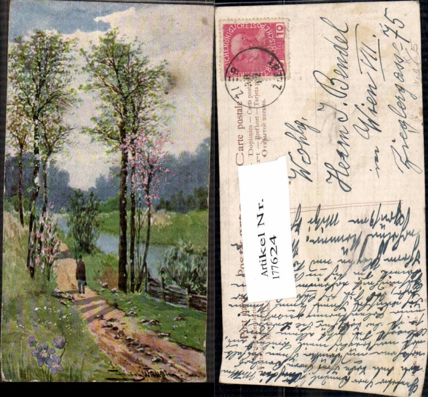 177624,Künstler AK Heinrich Wertheim Jäger am Ufer Jagd