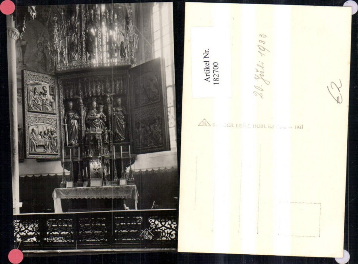 182700,Hallstatt Kirche Innenansicht Altar 1933