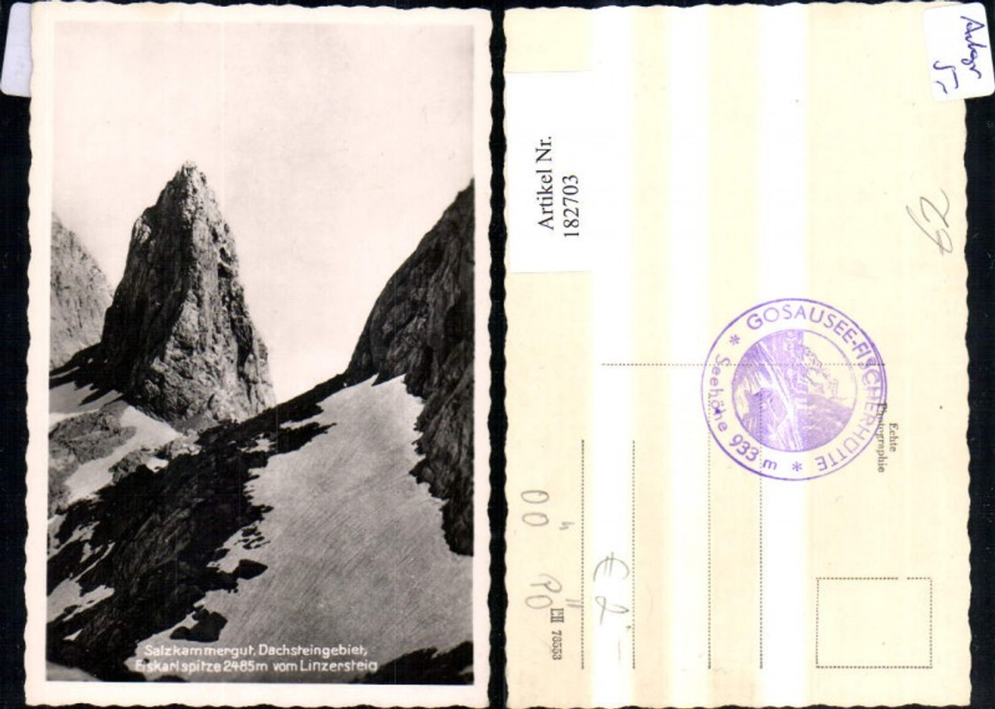 182703,Dachsteingebiet Hallstatt Eiskarlspitze v. Linzersteig Salzkammergut Gipfelansicht