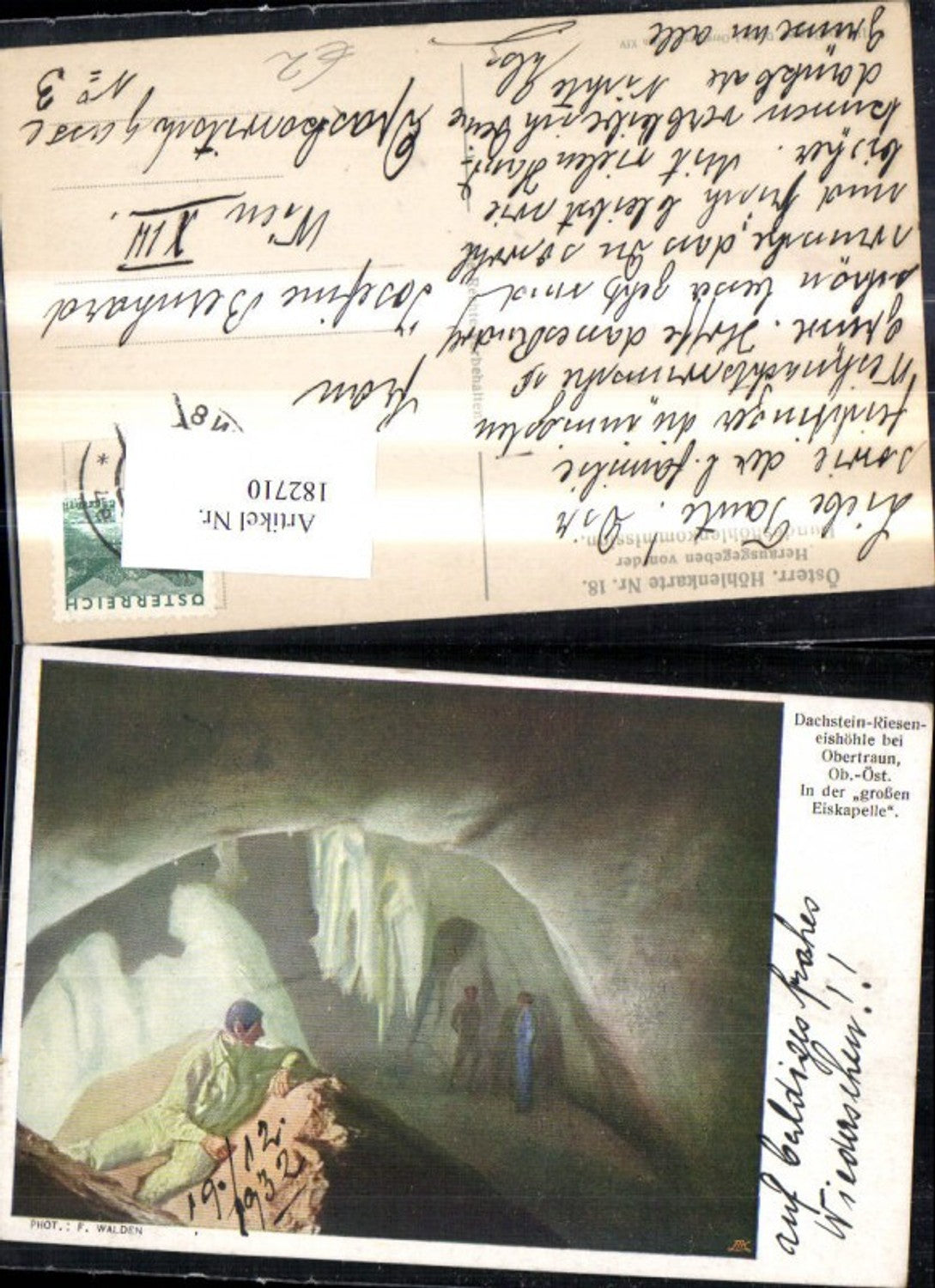182710,Dachstein Rieseneishöhle b. Obertraun Hallstatt In d. gr. Eiskapelle 1932