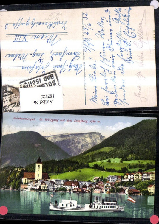 182725,St Wolfgang m. d. Schafberg Schiff Dampfer Salzkammergut pub F. E. Brandt 118