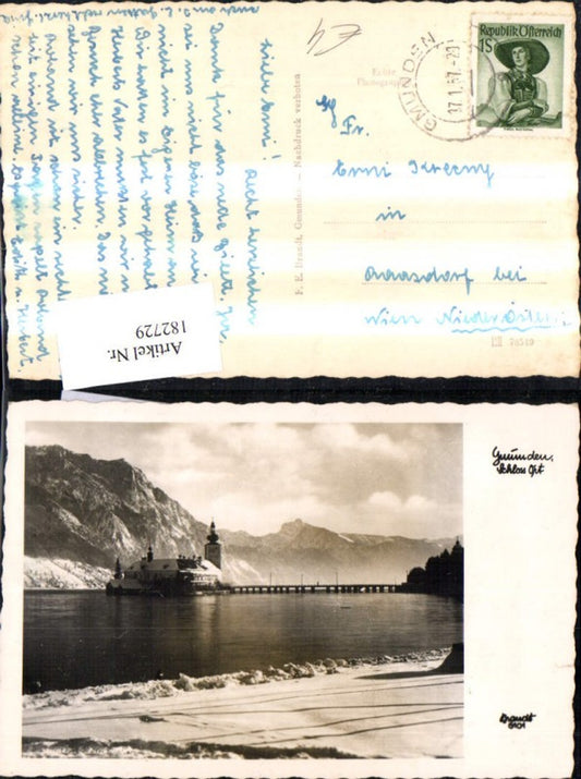 182729,Gmunden Schloss Ort i. Winter Foto Ak pub F. E. Brandt 6101