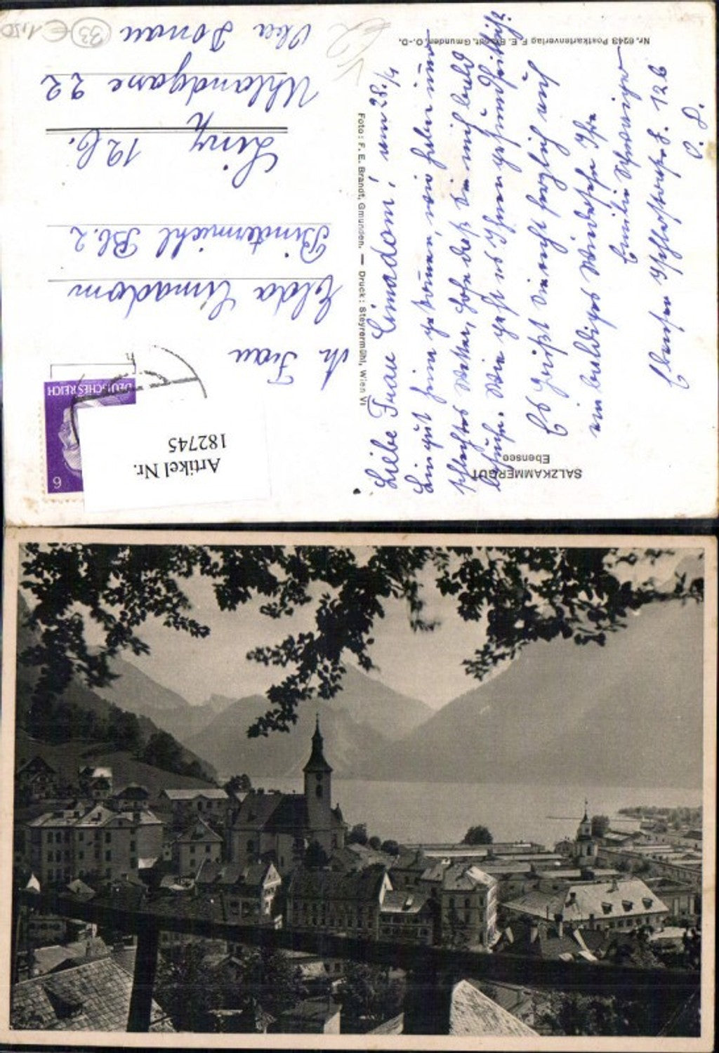 182745,Ebensee Teilansicht Salzkammergut pub F. E. Brandt 6243