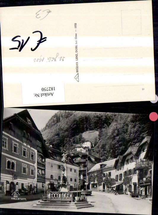 182750,Hallstatt Marktplatz Denkmal Säule 1933