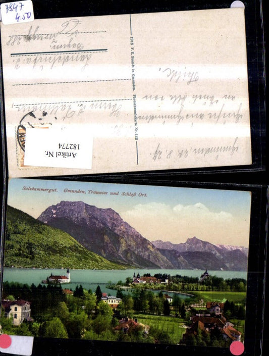 182774,Gmunden m. Traunsee u. Schloss Ort Salzkammergut pub F. E. Brandt 142
