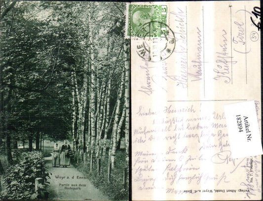 182894,Weyer a. d. Enns Partie a. d. Badepark m. Frau Mädchen