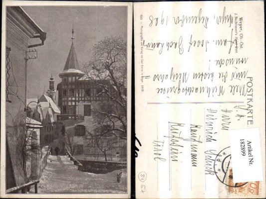 182899,Weyer Ortsansicht i. Winter J. Bachbauers Hotel Post
