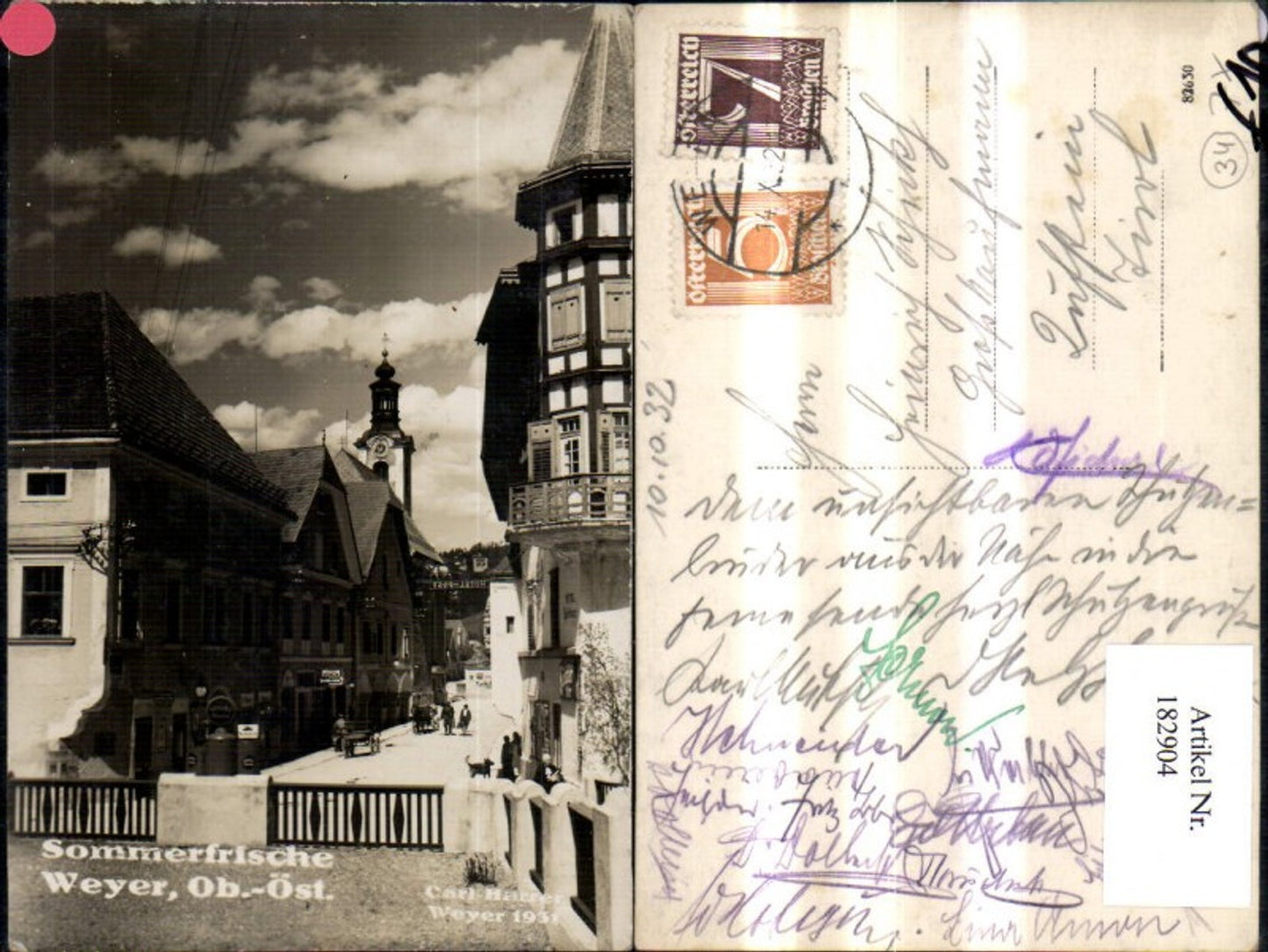 182904,Weyer Ortsansicht Strasse Kutsche Personen 1932