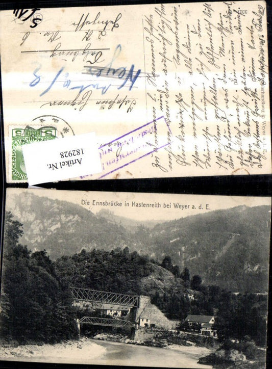 182928,Ennsbrücke i. Kastenreith b. Weyer a. d. Enns Brücke Stempel Ausgerufen d. Bestellern unbekannt