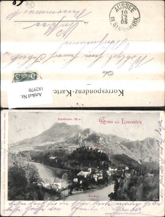 182970,Gruss a. Losenstein m. Schieferstein Ennsfluss