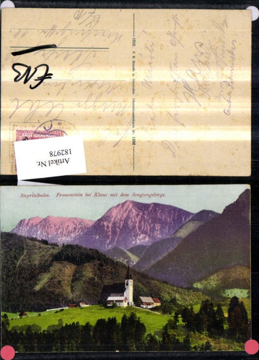 182978,Steyrertalbahn Frauenstein b. Klaus m. d. Sengsengebirge Eisenbahnlinie pub F.  E. Brandt 1396