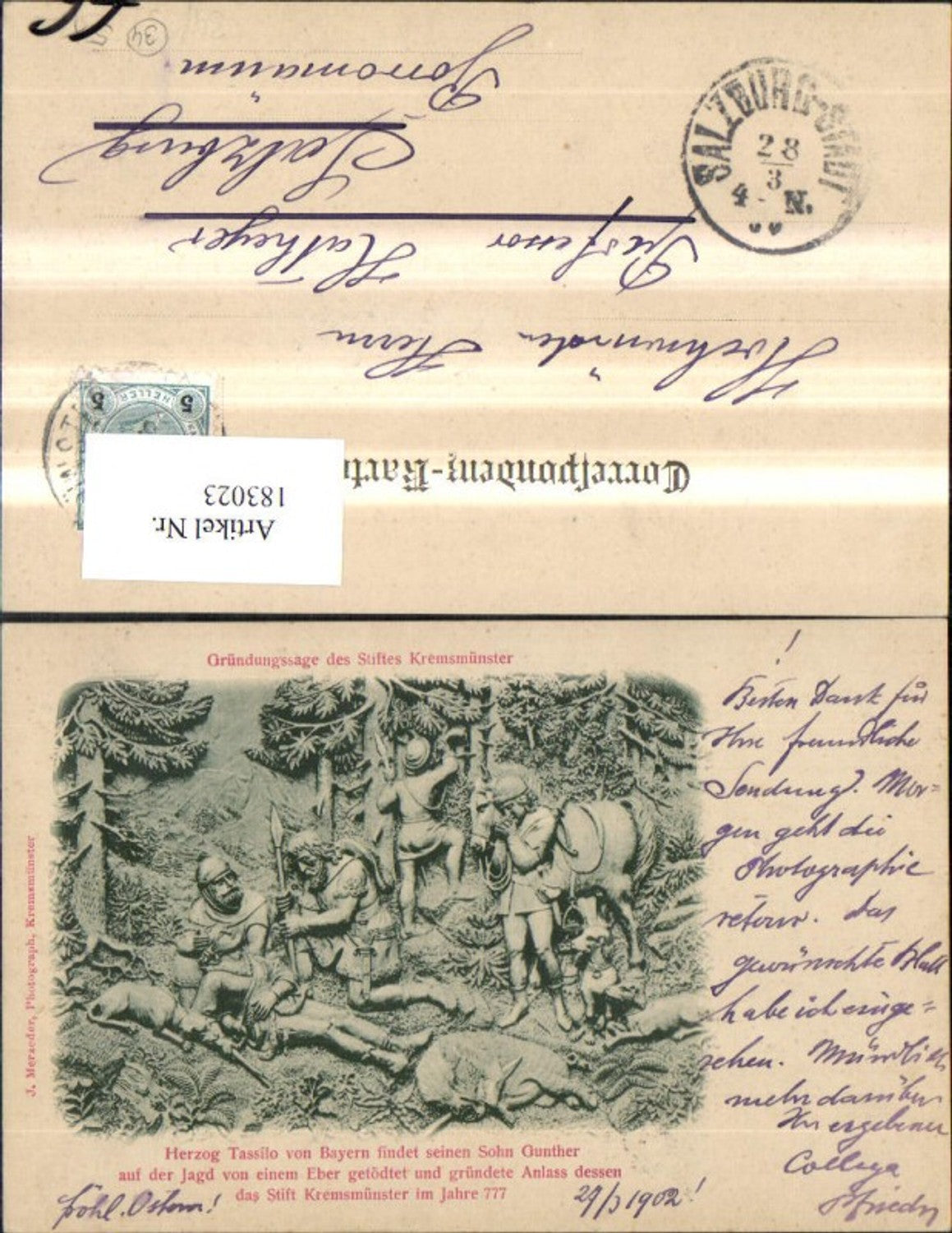 183023,Kremsmünster Gründungssage d. Stiftes Kremsmünster